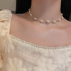Origin Summer Unique Design Freshwater Pearl Flower Beaded Chokers Necklace for Women Trendy Gold Color Metal Necklace Jewellery