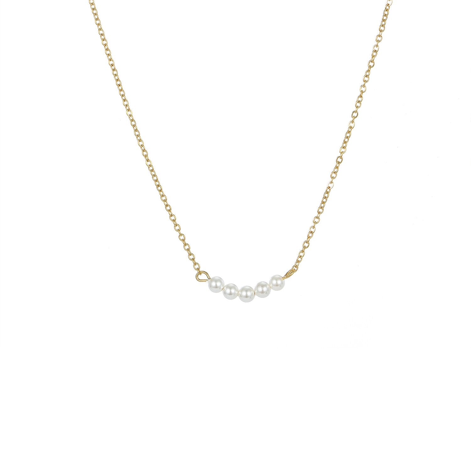 Original 7Rings Minimalist Design Style Cute Five Pearl Party Choker Necklace Women Girlfriend Jewelry Accessories