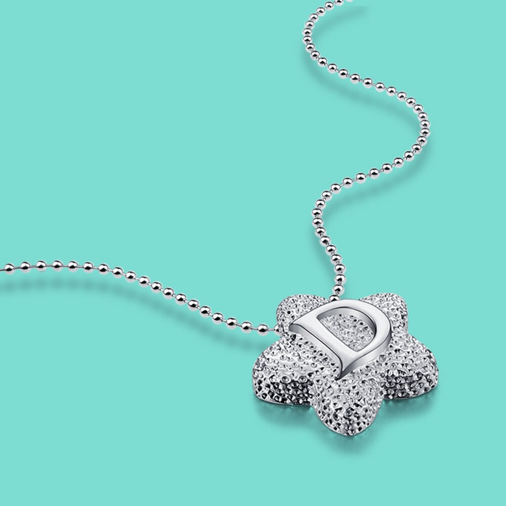 Original 925 Silver Necklace 18'' Beads Chains Letter D Pendant Necklace Women's Chokers Necklaces Charm Jewelry Party Gift