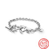Original 925 Sterling Silver Knotted Heart T-Bar Bracelet Fit European Brand Beacelet Silver 925 Jewelry