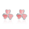 Original 925 Sterling Silver Sweet Three Leaves Clover Shape Stud Earrings Three Heart for Girls Women Brand Jewelry