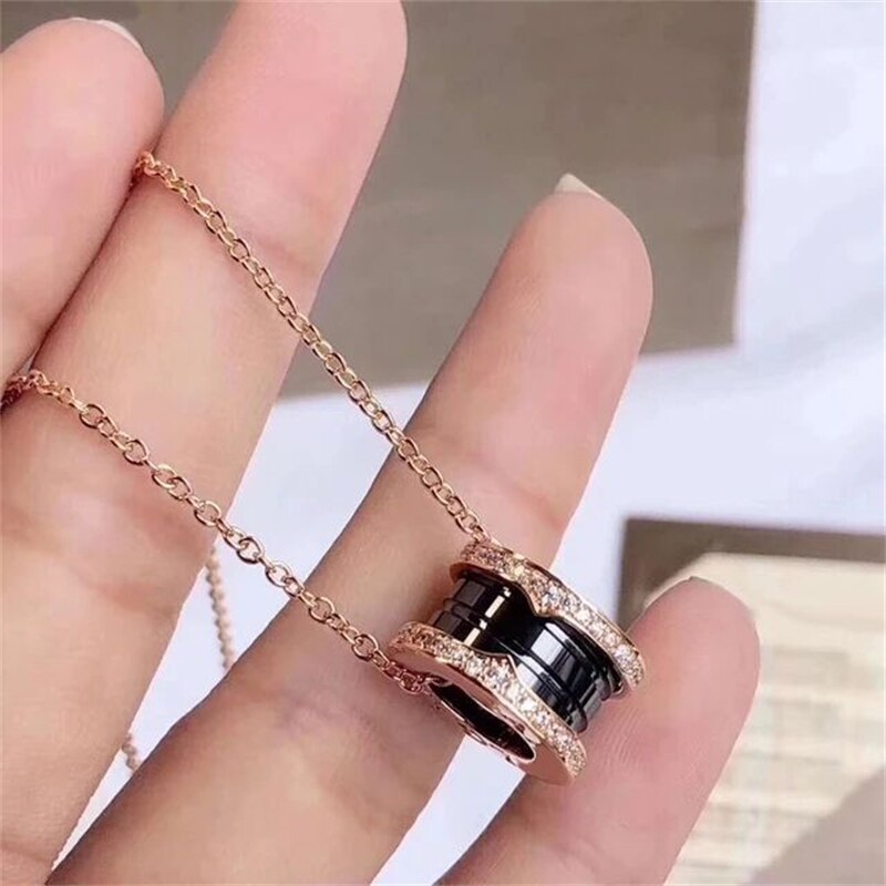 Original Brand Necklace  Thin Waist Ceramic 100%925 Sterling Silver Necklace For Women   Jewelry  Gift