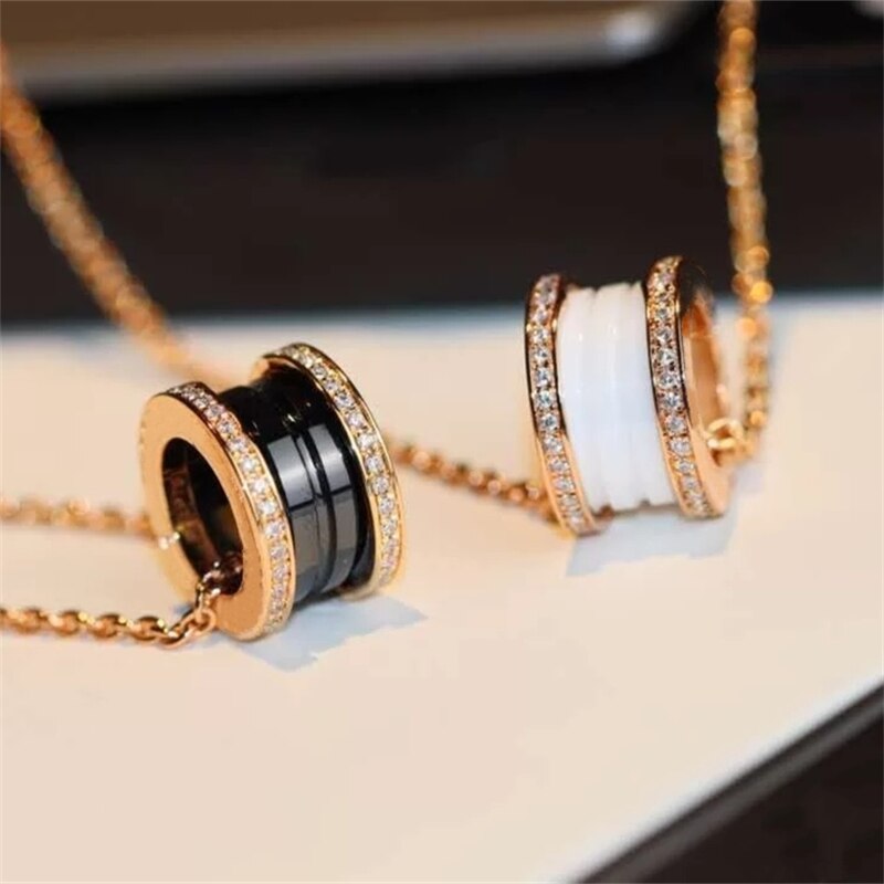 Original Brand Necklace  Thin Waist Ceramic 100%925 Sterling Silver Necklace For Women   Jewelry  Gift