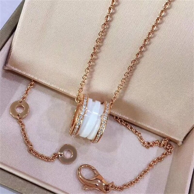Original Brand Necklace  Thin Waist Ceramic 100%925 Sterling Silver Necklace For Women   Jewelry  Gift