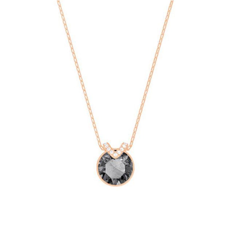 Original Charm Rose Gold The Big Black Gemstone Necklace Feminine Fashion Retro Gift Jewelry