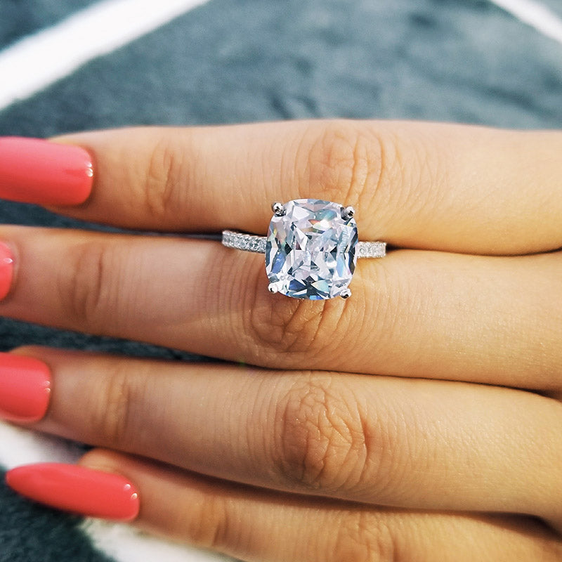 Original Cushion Cut Real 925 Sterling Silver Ring Finger for Women Jewelry Luxury Wedding Engagement Original R1953