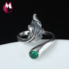 Original Design 925 Sterling Silver Rings For Women Natural Green Jade Chalcedony Leaf Ring Big Jewelry Mother's Gift YR71