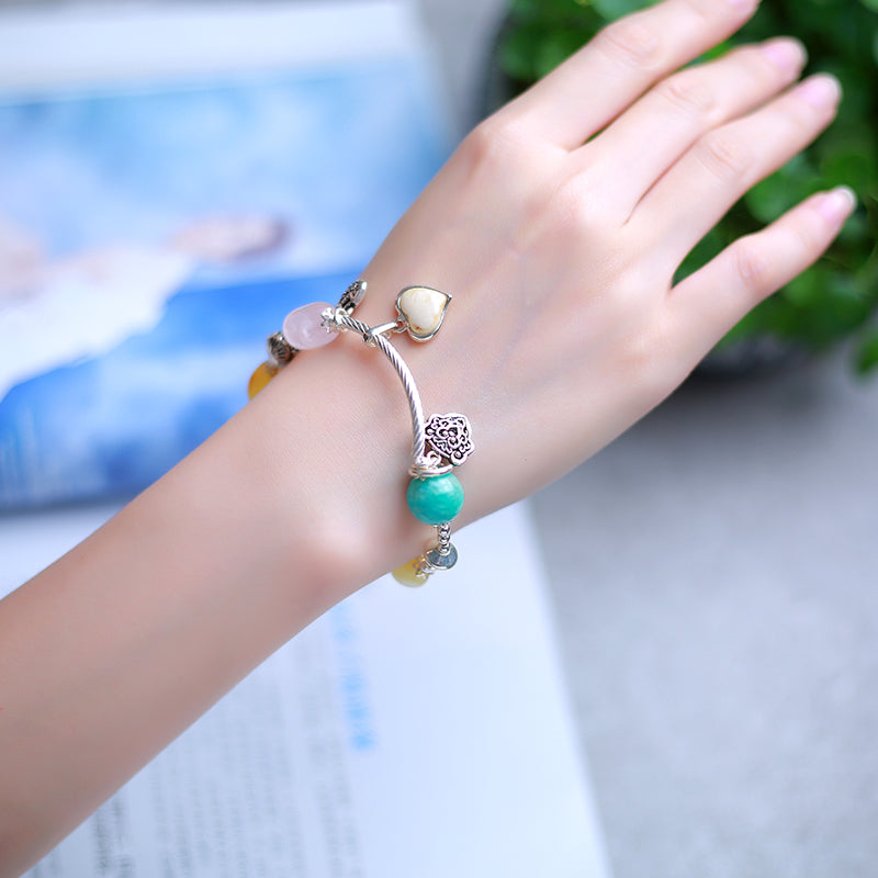 Original Design DIY Natural Quality Blood Perf | Amber | Tianhe Stone | Thailand 925 Sterling Silver Accessories Bracelet Retro