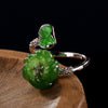 Original Design Green Leaves Flower Ring Silver 925 Rings Women Natural Stone Jade Vintage Bijouterie Fine