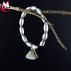 Original Design Handmade Plant Lotus Root Seedpod Bangle 999 Sterling Silver Bracelet For Women Natual Jade Leaves Jewelry SB33