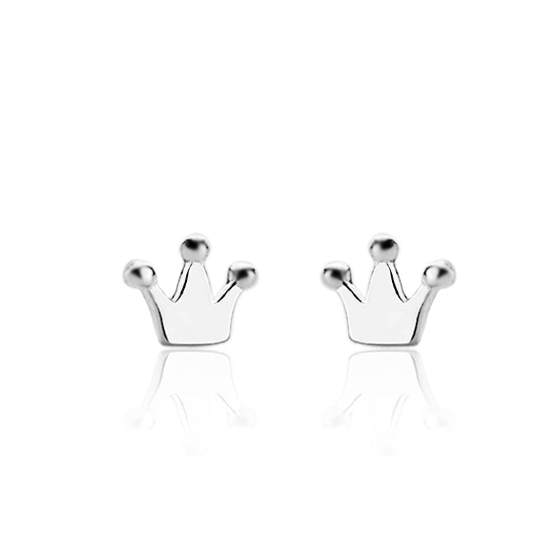 Original Handmade Design 925 Sterling Silver Crown Stud Earrings For Women Trendy Anniversary Gift Symb Queen's Temperament