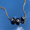 Original Korean ins Harajuku Black 8 ball ball bead necklace female student trampy versatile hiphop Necklace cool