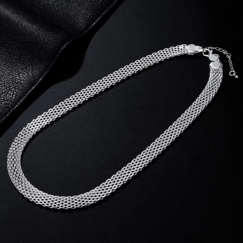 Original  925 Stamped silver fine Net chain necklaces for women jewelry party wedding engagement Couple gifts