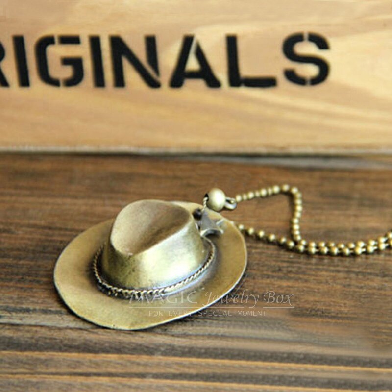 Original Hip Hop Cowboy Hat Pendant Necklace Men Vintage Gold Bead Chain Star Choker Necklace Women Jewelry Femme Gift