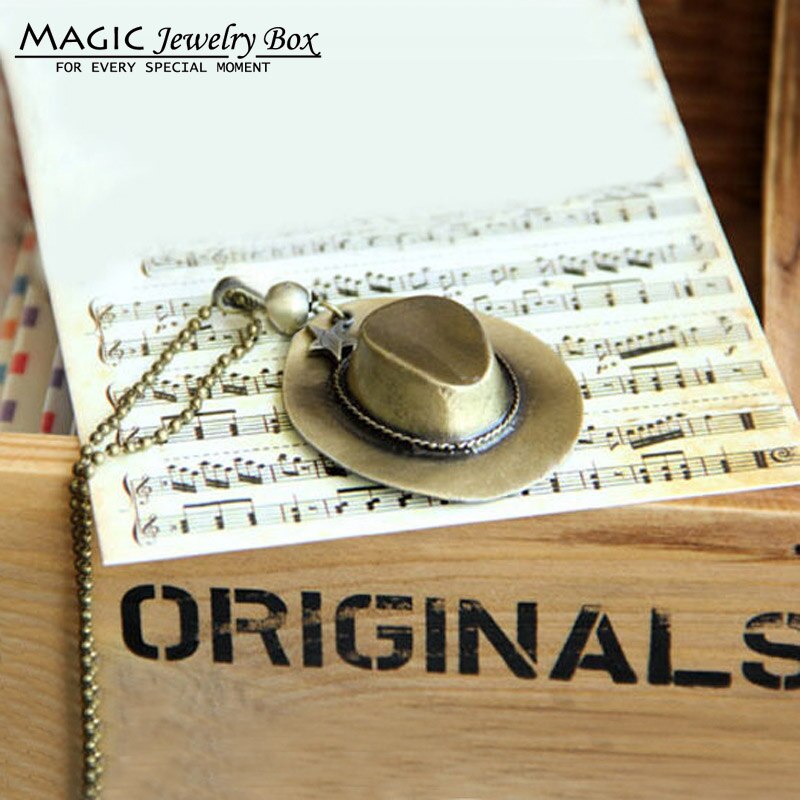 Original Hip Hop Cowboy Hat Pendant Necklace Men Vintage Gold Bead Chain Star Choker Necklace Women Jewelry Femme Gift