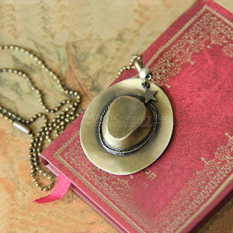 Original Hip Hop Cowboy Hat Pendant Necklace Men Vintage Gold Bead Chain Star Choker Necklace Women Jewelry Femme Gift