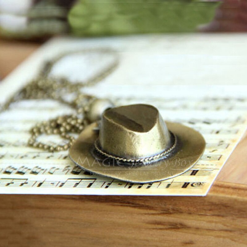 Original Hip Hop Cowboy Hat Pendant Necklace Men Vintage Gold Bead Chain Star Choker Necklace Women Jewelry Femme Gift