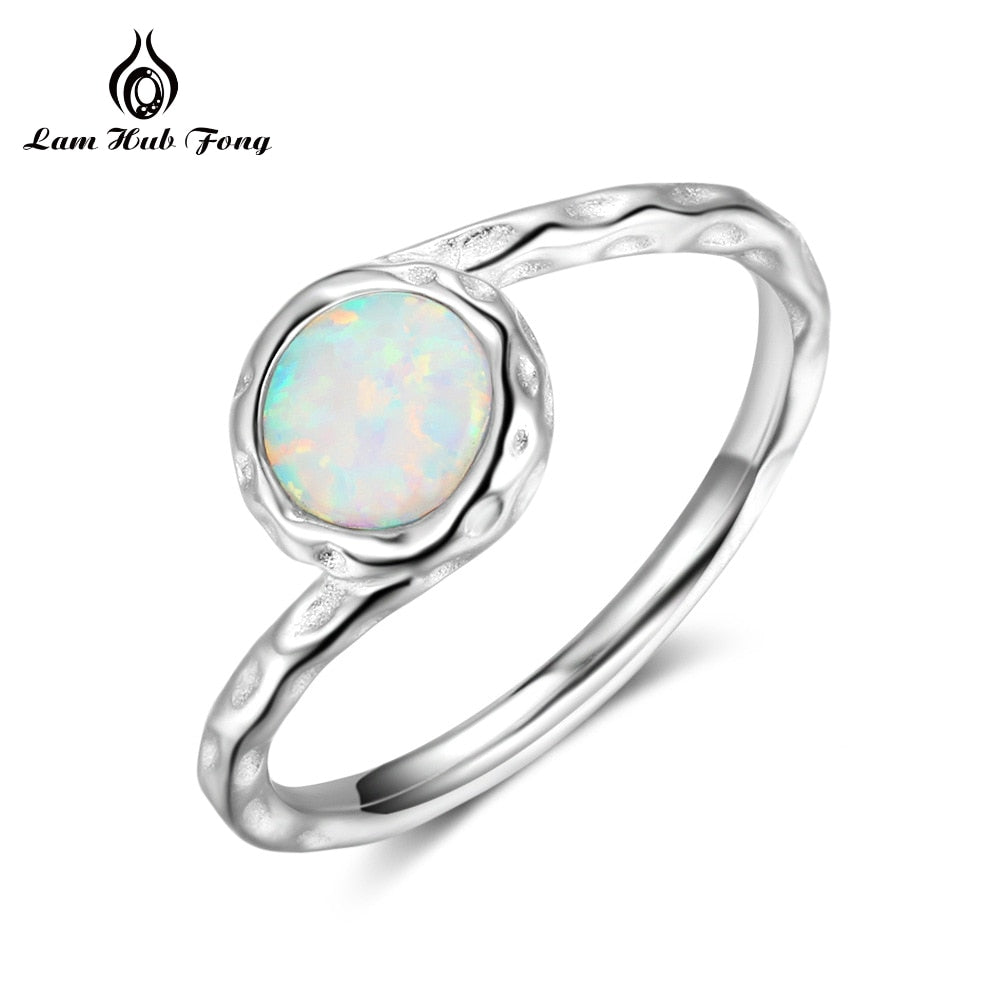Original Rings 925 Sterling SILVER Elegant Round Opal Stone Thin Dainty Cute Girls Women Ring Silver for Women Wholesale