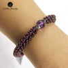 Original 3.5mm Garnet Strand Bracelet Bangle with Amethyst Crystal Bead Wristband Charm Bracelets for Women Natural Stone