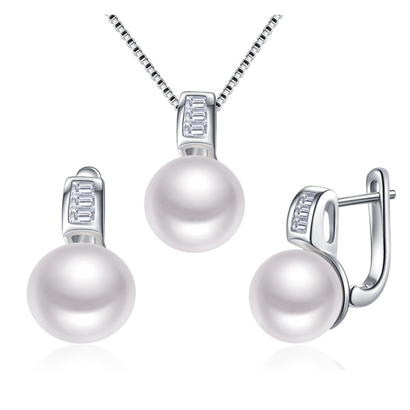 Original 925 Sterling Silver jewelry set Pearls earring necklace set for women girl ladies best gift for lovers