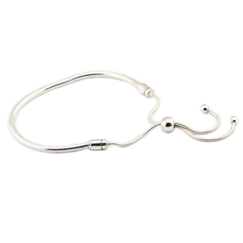 Original Sterling-Silver-Jewelry Moments Bracelets Bangles Female Sliding Charms Bracelets For Women Silver 925 Jewelry Making