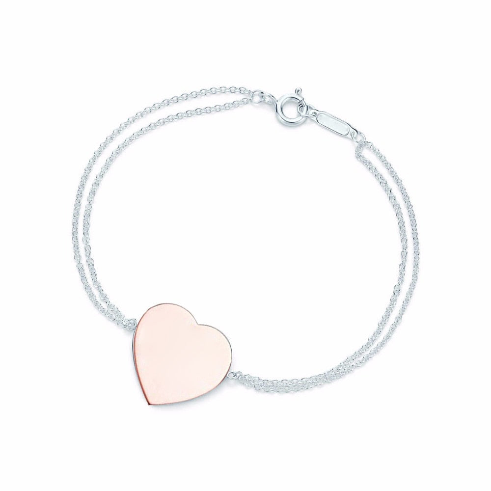 Original TIFF Sterling Silver 925 High Quality Charm Bracelet Engraved Inscription FOR Woman Original Model Production