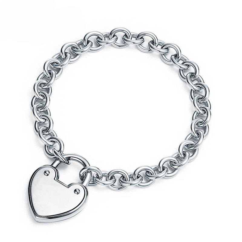 Original TIFF Sterling Silver 925 High Quality Charm Bracelet Engraved Inscription FOR Woman Original Model Production