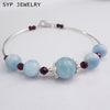 Original design Aquamarine bracelets for women party gift natural fashion beads 925 silver jewelry