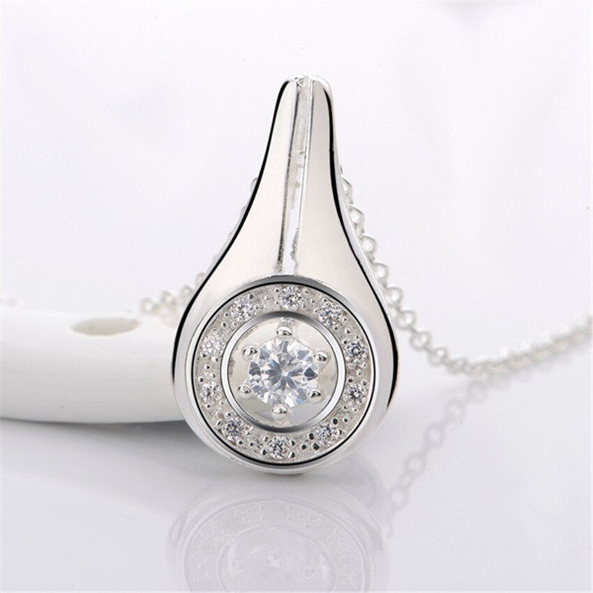 Original designer 925 Stamped silver crystal water drops pendant necklace for woman Party wedding engagement Jewelry
