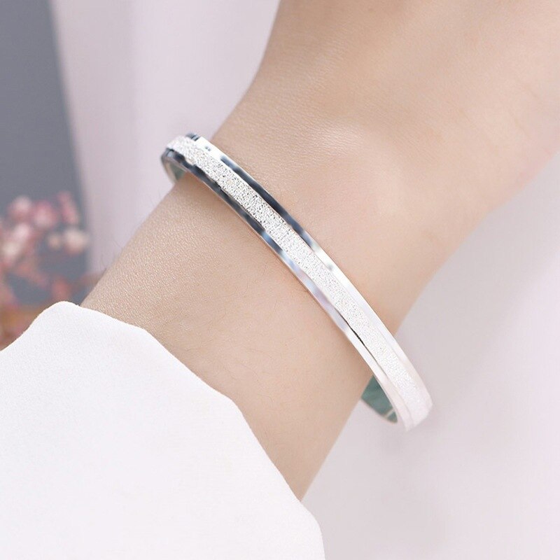 Original designer 925 sterling silver Frosted Star River bracelets Bangle for women jewelry party wedding Holiday gifts