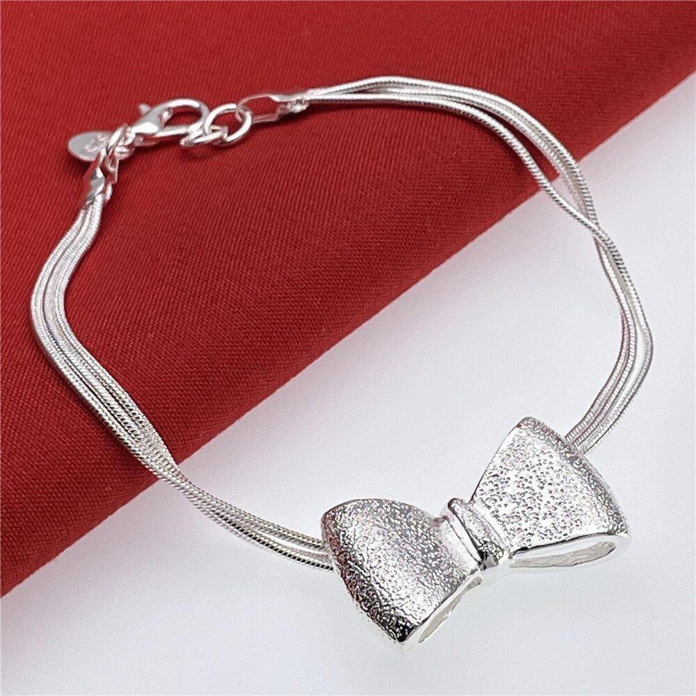 Original  designer 925 sterling silver charm Bowknot Bracelets for women party Wedding engagement Jewelry gifts