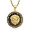 Original trendy brand explosive titanium steel gold-plated zircon lion head hip-hop necklace pendant unisex style