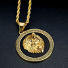 Original trendy brand explosive titanium steel gold-plated zircon lion head hip-hop necklace pendant unisex style