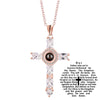 Orthodox Greek Pastor Church Cross Jesus Crucifix Pendants Necklace 100 Language Projection Necklaces Rose Gold Color for Women