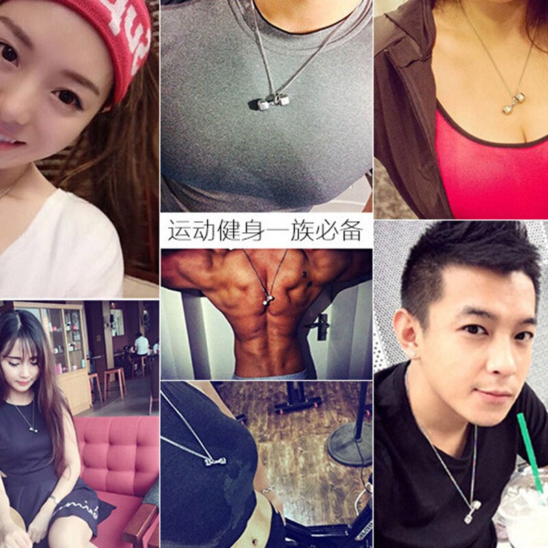 Oulai777 barbell pendant mens necklace stainless steel Fitness  sports style male accessories gift for mens fitness men