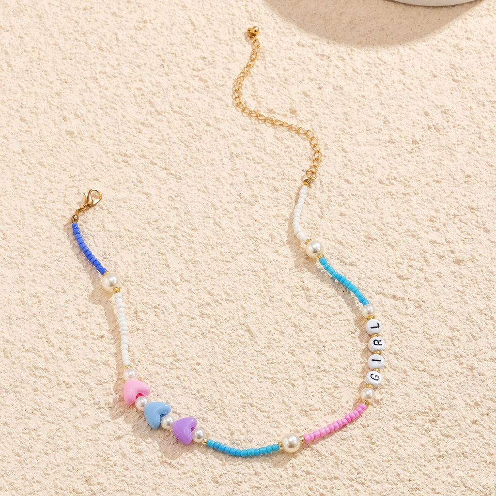 Outer banks acrylic beads necklace for women happy smile face choker necklace girls colorful ethnic bohemia summer jewelry 2021