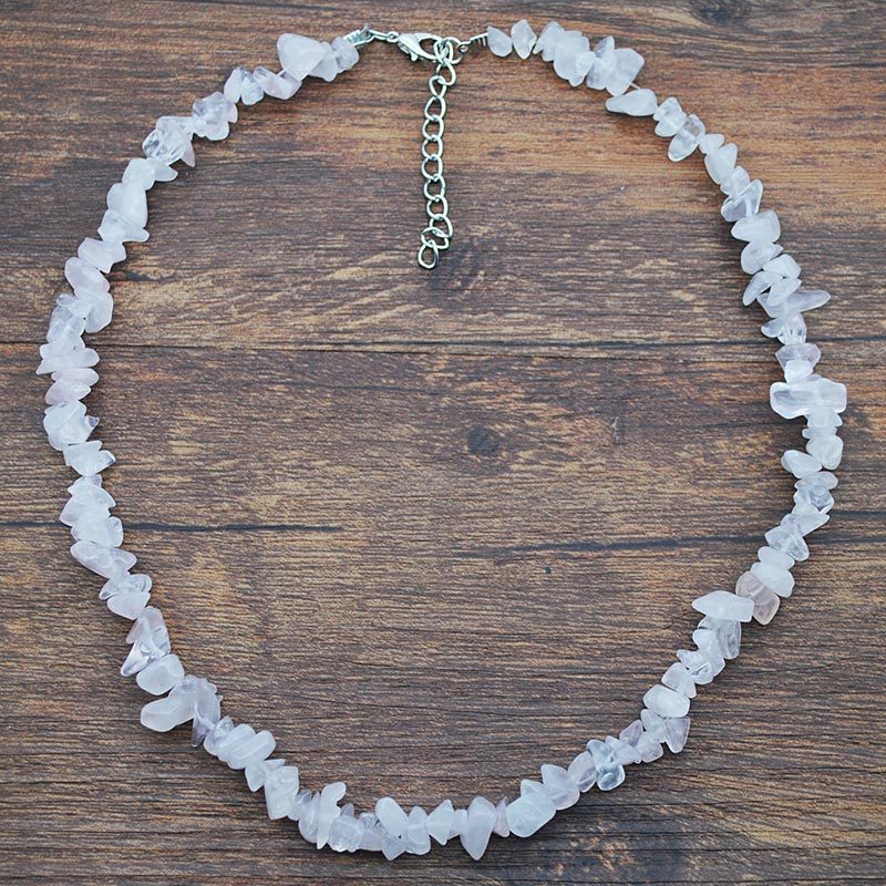 Outer banks natural crushed stone choker necklace rose purple crystal for women collar claviclenecklace bohemia summer