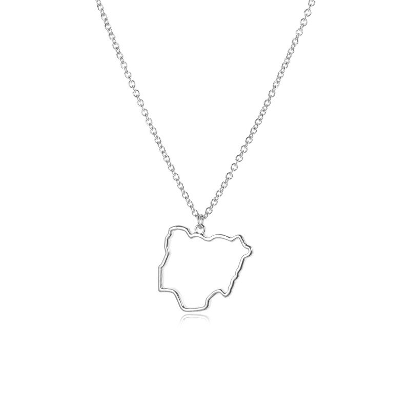 Outline Federal Republic of Nigeria Map Necklace Africa Country Nigerian Continent Pendant Chain Necklaces for Women Jewelry