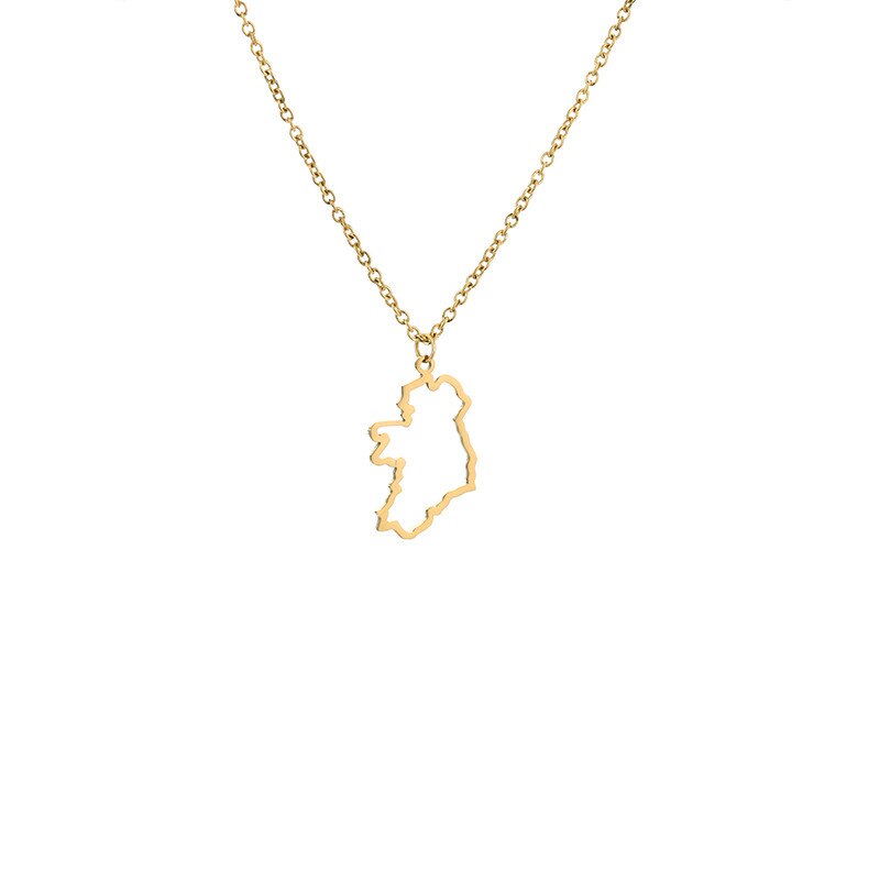 Outline Republic of Ireland Map Necklace Continent Country Dublin Chain Necklaces for Motherland Hometown Female Ladies Party