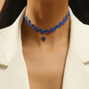 Outworks 2021Simple And Unique Woven Pendant Blue Star Wave Short Clavicle Chain Net Red Collar Female Party Gift Confession