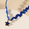 Outworks 2021Simple And Unique Woven Pendant Blue Star Wave Short Clavicle Chain Net Red Collar Female Party Gift Confession