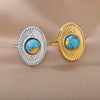 Oval Enamel Rings For Women Stainless Steel Open Adjustable Gold Color Finger Ring Ethnic Style Couple Jewerly anillos