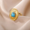 Oval Enamel Rings For Women Stainless Steel Open Adjustable Gold Color Finger Ring Ethnic Style Couple Jewerly anillos