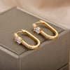 Oval Hoop Earrings For Women Luxury Zircon Stainless Steel Earrings 2023 Trend Summer Couple Wedding Jewelry boucles d'oreilles