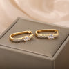 Oval Hoop Earrings For Women Luxury Zircon Stainless Steel Earrings 2023 Trend Summer Couple Wedding Jewelry boucles d'oreilles