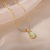 Oval Opal Pendant Necklace For Women Gold Plated Stainless Steel Bead Chains Necklaces 2023 Trend Wedding Jewelry collares mujer