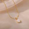 Oval Opal Pendant Necklace For Women Gold Plated Stainless Steel Bead Chains Necklaces 2023 Trend Wedding Jewelry collares mujer