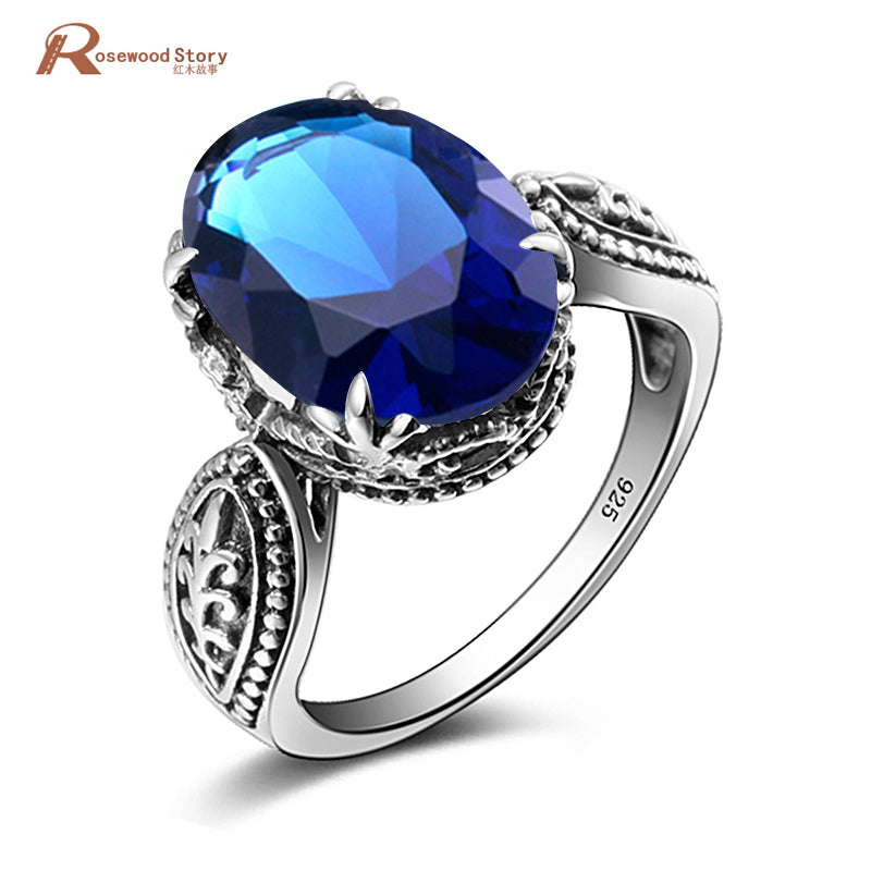 Oval Semi Mount 925 Silver Fine Jewelry Vintage Ring Elegant Created Sapphire Stone Ring Career Personalized Finger Lady Gift