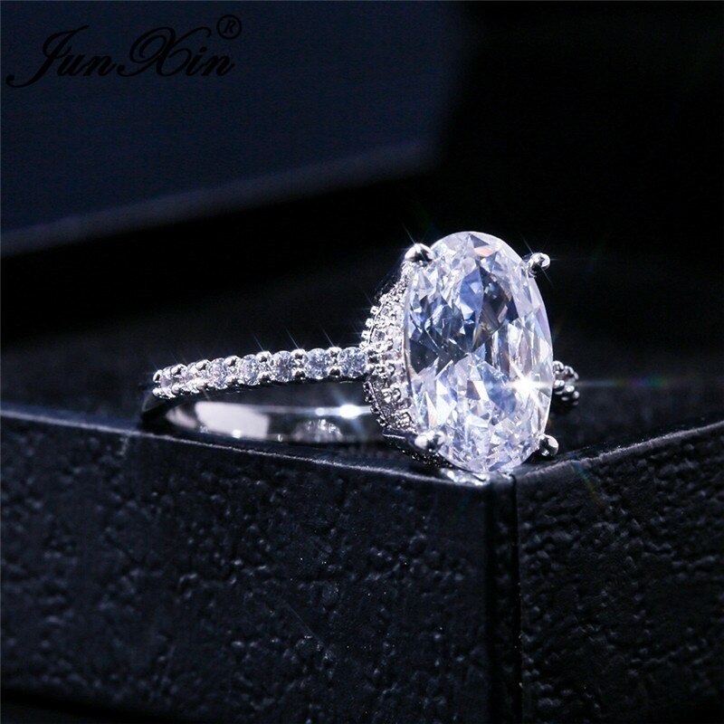 Oval Stone Inlaid Women's Ring Bohemian Crystal Wedding Wedding Accessories Party Jewelry Size 6-10