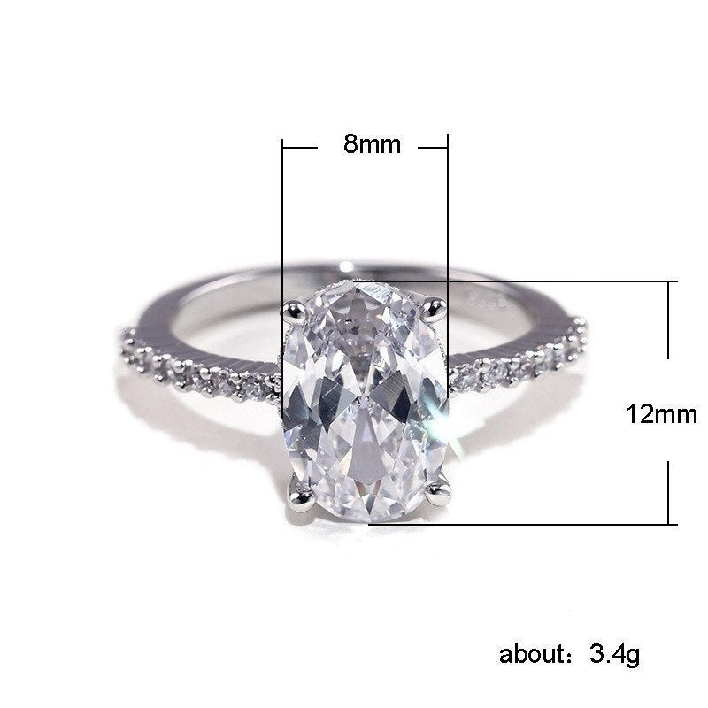 Oval Stone Inlaid Women's Ring Bohemian Crystal Wedding Wedding Accessories Party Jewelry Size 6-10